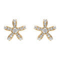 Boucles d'oreille tige en argent dor&eacute; en forme de petites fleurs scintillantes avec oxydes blancs sertis contour dor&eacute; Artemare