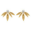 Boucles d'oreille sur Artemare : Boucles d'oreille tige en acier dor&eacute; forme demi fleur 34x45mm avec un oxyde blanc serti en forme de goutte