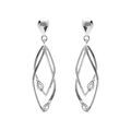Boucles d'oreille sur Artemare : Boucles d'oreille tige en argent rhodi&eacute; deux losanges entrelac&eacute;s avec oxydes blancs sertis
