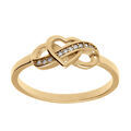 Bague en vermeil avec un coeur entrem&ecirc;l&eacute; d'un symbole infini et la partie avant orn&eacute;e d'oxydes blancs sertis Artemare
