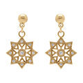 Boucles d'oreille pendantes tige en plaqu&eacute; or forme &eacute;toile avec oxydes blancs sertis