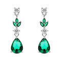 Boucles d'oreille sur Artemare : Boucles d'oreille tige en argent rhodi&eacute; avec oxydes verts et blancs