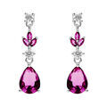 Boucles d'oreille tige en argent rhodi&eacute; avec oxydes rouges et blancs Artemare