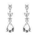 Boucles d'oreille pendante tige en argent rhodi&eacute; oxydes blancs sertis
