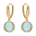 Boucles d'oreille sur Artemare : Boucles d'oreille dormeuse en argent dor&eacute; cabochon bleu ciel