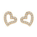 Boucles d'oreille sur Artemare : Boucles d'oreille tige en argent dor&eacute; forme coeur entour&eacute; d'oxydes blancs sertis