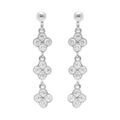Boucles d'oreille pendante tige argent rhodi&eacute; multi fleurs orn&eacute;es d'oxydes blancs sertis Artemare