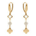 Boucles d'oreille dormeuse en argent doré avec pendentifs trèfles et oxydes blancs sertis Boucles d'oreille sur Artemare : Boucles d'oreille dormeuse en argent doré avec pendentifs trèfles et oxydes blancs sertis
