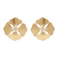 Boucles d'oreille sur Artemare : Boucles d'oreille tige en argent dor&eacute; forme fleur et oxydes blancs