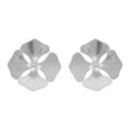 Boucles d'oreille tige en argent rhodi&eacute; motif fleur et oxydes blancs