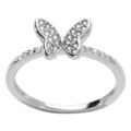 Bagues sur Artemare : Bague en argent rhodi&eacute; motif papillon avec oxydes blancs sertis
