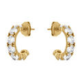 Boucles d'oreille sur Artemare : Boucles d'oreille tige demi cr&eacute;oles en acier dor&eacute; pav&eacute;es d'oxydes blancs sertis