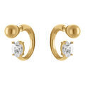 Boucles d'oreille en acier dor&eacute; avecboule et oxyde blanc serti Artemare