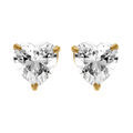 Boucles d'oreille sur Artemare : Boucles d'oreille tige en acier dor&eacute; forme coeur pav&eacute; d'oxyde blanc serti - 0.88cm x 0.86cm