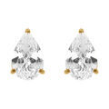 Boucles d'oreille sur Artemare : Boucles d'oreille tige en acier dor&eacute; forme poire pav&eacute; d oxyde blanc serti - 0.81cm x 0.26cm