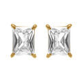 Boucles d'oreille sur Artemare : Boucles d'oreille tige en acier dor&eacute; :oxyde blanc serti rectangulaire - 0.58cm x 0.93cm