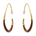 Boucles d'oreille sur Artemare : Cr&eacute;oles ovales en acier dor&eacute; r&eacute;sine maron - 37x33mm