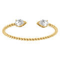 Bracelets sur Artemare : Bracelet en acier dor&eacute; jonc ouvert avec deux oxydes blancs en forme de goutte - 65mm