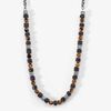 Collier Jourdan Bengale Acier Argent&eacute; Oeil De Tigre Pierre De Lave