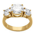 Bague en acier dor&eacute; trois oxydes oxydes blancs sertis Artemare