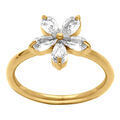 Bague en acier dor&eacute; avec fleur sertie d'oxydes blancs Artemare