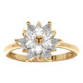 Bague en vermeil motif fleur avec oxydes blancs sertis