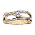 Bague en vermeil grand diam&egrave;tre avec oxyde blanc central et deux rangs d'oxydes blancs sertis Artemare