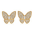 Boucles d'oreille tige en plaqu&eacute; or papillon par&eacute; d'oxydes blancs sertis Artemare