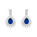 Boucles d'oreille tige en argent rhodi&eacute; goutte bleue et halo d'oxydes Artemare