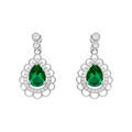 Boucles d'oreille tige en argent rhodi&eacute; goutte verte et halo d'oxydes Artemare