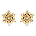 Boucles d'oreille tige en acier dor&eacute; flocon de neige 11mm par&eacute; d'oxyde blancs sertis Artemare