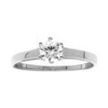 Bague en argent rhodi&eacute; solitaire rond oxyde blanc serti 5mm