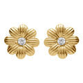 Boucles d'oreille sur Artemare : Boucles d'oreille tige en acier dore fleur avec oxydes blancs sertis