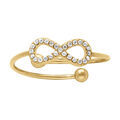 Alliances sur Artemare : Bague en acier dor&eacute; avec infini contour d'oxydes blancs sertis - r&eacute;glable