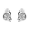 Boucles d'oreille sur Artemare : Boucles d'oreille clip en laiton placage palladium rond pav&eacute; d'oxydes blancs sertis