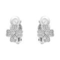 Boucles d'oreille clip en laiton placage palladium tr&egrave;fle a quatre feuilles par&eacute; d'oxydes blancs sertis Artemare