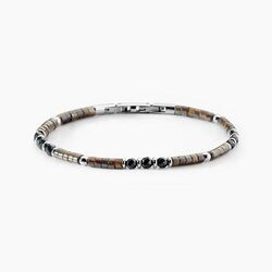 Bracelet Jourdan Acier Blanc Pierre De Synthese Bronzite Agate