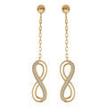 Boucles d'oreille pendante tige en vermeil motif infini ajour&eacute; avec oxydes blancs sertis