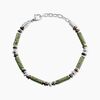 Jourdan Bracelet Naturel Acier Blanc Jaspe Africain Pierre De Lave