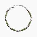 Jourdan Bracelet Naturel Acier Blanc Jaspe Africain Pierre De Lave