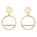 Boucles d'oreille tige en vermeil forme cercle et barrette d'oxydes blancs sertis