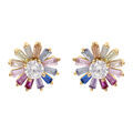 Boucles d'oreille sur Artemare : Boucles d'oreille tige en vermeil fleur avec oxydes multicouleurs