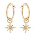 Boucles d'oreille sur Artemare : Cr&eacute;oles tige en vermeil cr&eacute;oles 12mm avec etoile pendante orn&eacute;e d'oxydes blancs