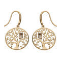 Boucles d'oreille sur Artemare : Boucles d'oreille en vermeil arbre de vie avec hibou - chouette empierr&eacute;