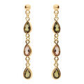 Boucles d'oreille pendante tige en vermeil massif gouttes avec oxydes verts et orang&eacute; Artemare