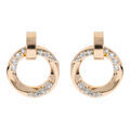 Boucles d'oreille tige en vermeil cercle ondul&eacute; vavec oxydes blancs sertis Artemare
