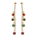 Boucles d'oreille en vermeil &agrave; chaine pendante et oxydes multicolores Artemare