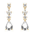 Boucles d'oreille pendante tige en vermeil ligne pav&eacute;e et goutte avec oxydes blancs sertis Artemare