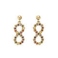 Boucles d'oreille tige en vermeil motif infini multi couleurs