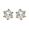 Boucles d'oreille en vermeil solitaire oxyde blanc rond 6mm 6 griffes Artemare
